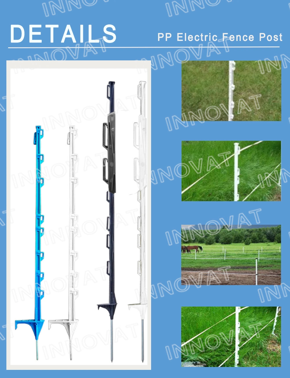 PP Electric Fence Farming Usage Electric Fence Build Pasture Plastic Electric Fence Post White Plastic Electric Fence Post Step in Fence Post