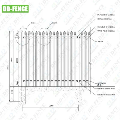 Sezione W Luce 50x50x6mm Angolo Ferro Sicurezza Muro di cemento Palizzata in acciaio Recinzione IPE Post Design Zincato a caldo o verniciato a polvere